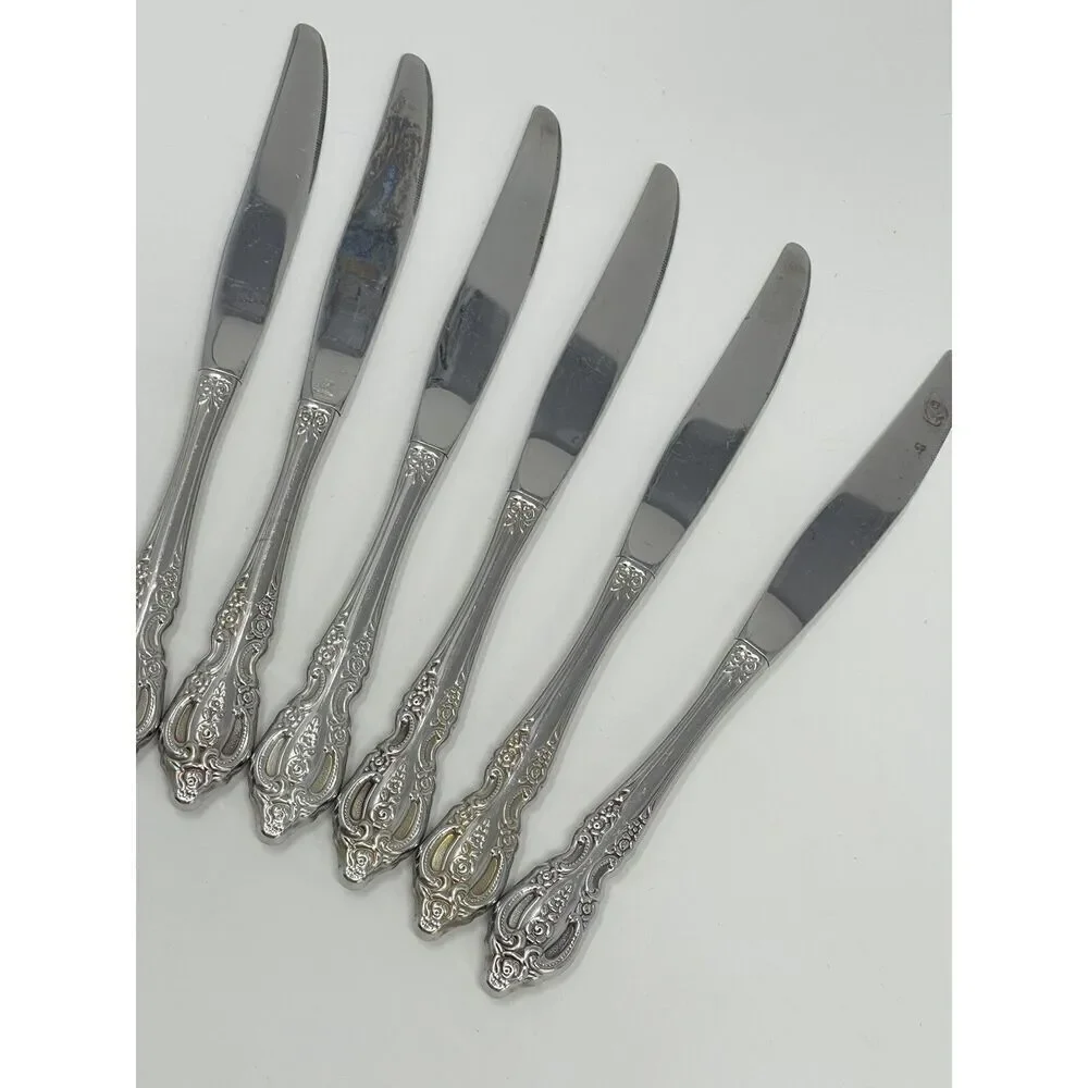 Oneida Renoir-Pembrooke Stainless Floral Hollow Dinner Knives 9
